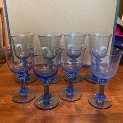 Set Of Blue wine/water Glasses