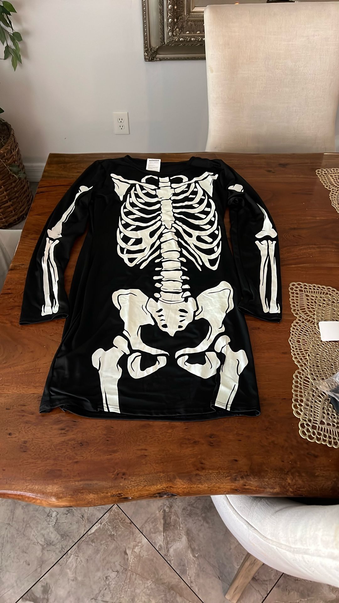 New Glow In Dark Skeleton Dress Size LG