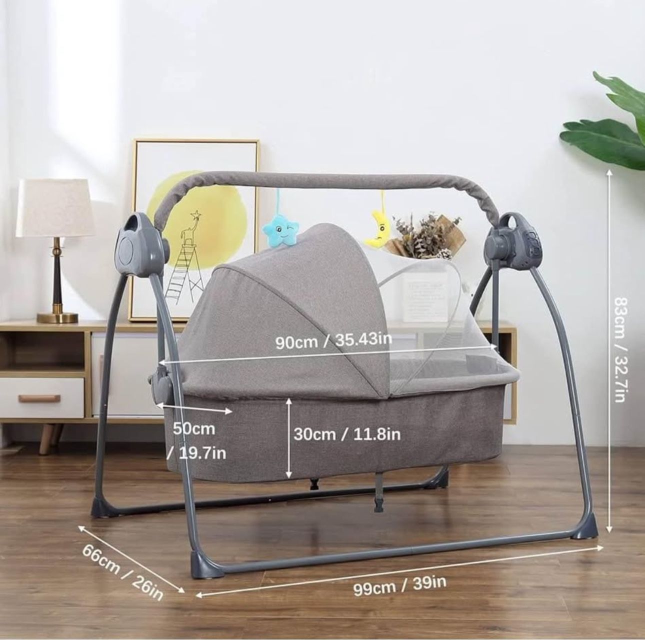 Foldable Electric Baby Bassinet Baby Swing Bed Bedside Sleeper Baby Crib for Infants 5 Speeds