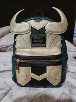 Disney Marvel Loki Mischief Gold And Green Loungefly Backpack