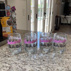 4 Bachelorette Bash Glass Cups Perfect Wedding Gift