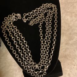Vintage 60”silver Link Necklace (Accessocraft NYC)