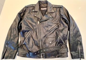 XL black real leather motorcycle jacket