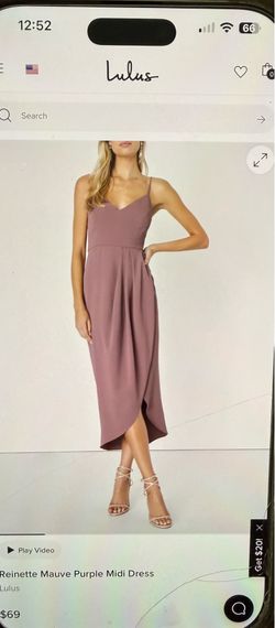 Lulu’s mauve spaghetti strap tulip dress size medium
