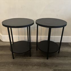 2 Metal& Wood Round End Table