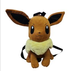 Pokemon Plush 12" Backpack Eevee Doll Bag Stuffed Toy Fluffy Zipper Pouch Preowned in Excellent Condition See pictures 