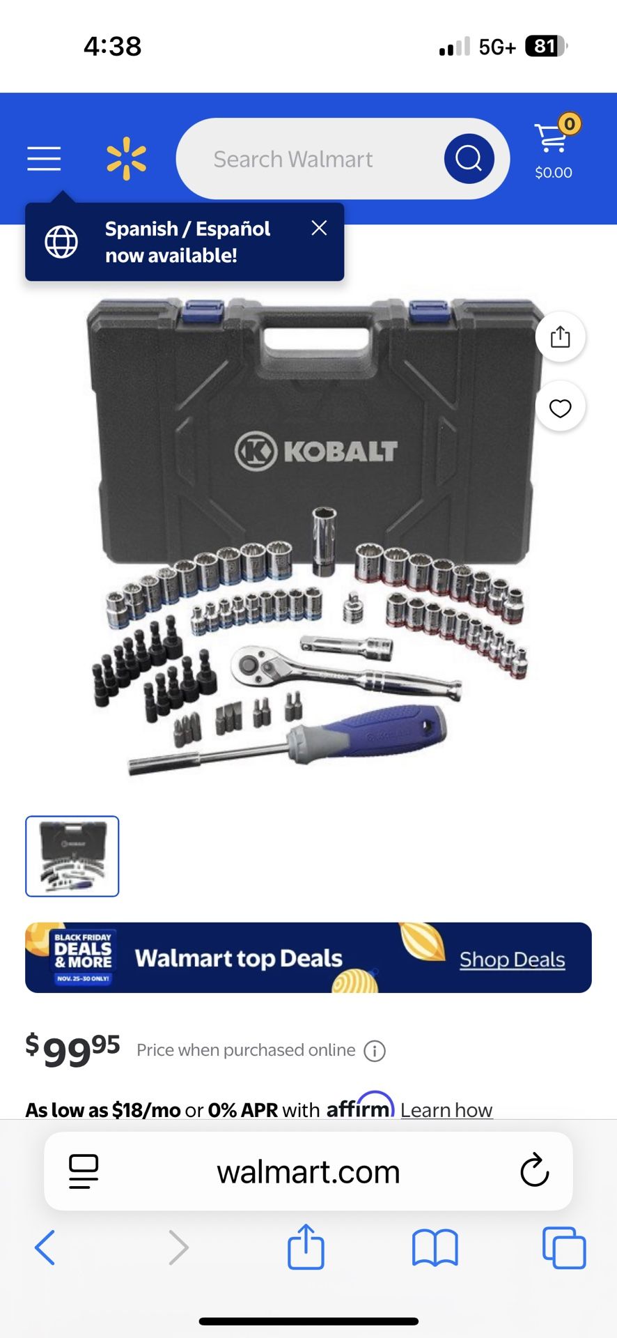 Kobalt (63pc) Mechanics Tool Set