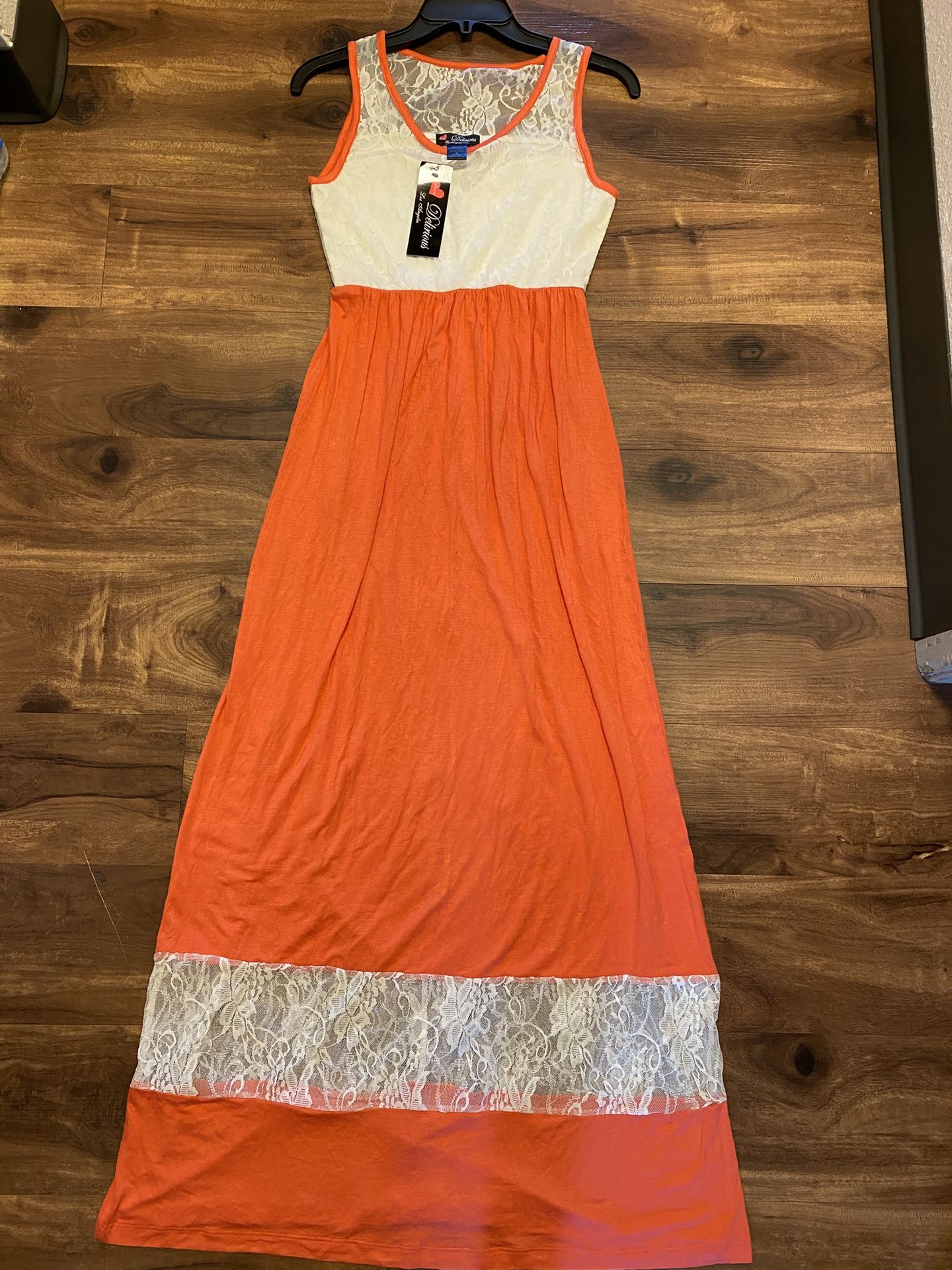 Brand New Woman’s Delicious Los Angela’s brand Orange Maxi Dress Up For Sale