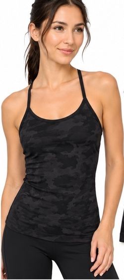 Lululemon Black Camo Strappy Racerback Tank Size 6