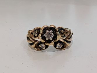 Vintage 14K Gold Starfire Diamond Floral Cluster Ring Estate Jewelry 6.6g