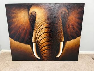Kirkland’s Large Elephant Canvas Wall Art – 50” x 40” – Textured