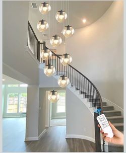 Modern 10 light glass globe chandelier