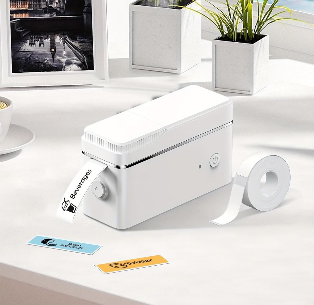 Label Maker Machine with Tape, Portable Bluetooth Label Printer, Mini Label Maker with Multiple Templates, for Storage, Shipping, Barcode, Office, Hom