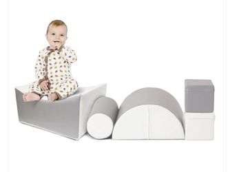 Climb and Crawl Soft Foam Play Set, Indoor Room Preschool Corner Baby Stage Slide Activity Play Structure, Motor Skills Early Development Gym Toy for 