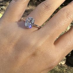 Brand New Moissanite Oval Cut 2CT Ring 18K White Gold Plated Sterling Silver