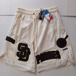 Size S San Diego Padres Pro Standard MLB Classic Chenile Men's DK Shorts Eggshell
