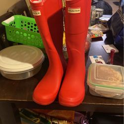 Hunter Rain Boots Womens Size 8 Red 