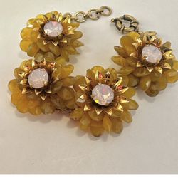J. Crew Zinnia Gold Plated Flower Bracelet 