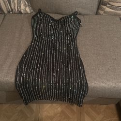 Windsor Black Straps Gemstone Mini Dress