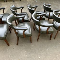 Set of Gray Leather Conference Chairs (8)