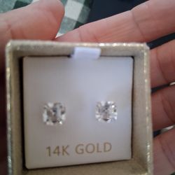14k Gold Square Earrings