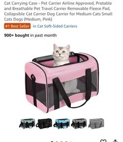 Pet Carrying Case - Pet Carrier Airline Approved, Protable And Breathable Pet Travel Carrier Removable Fleece Pad, Collapsible Carrier (Medium, Pink)