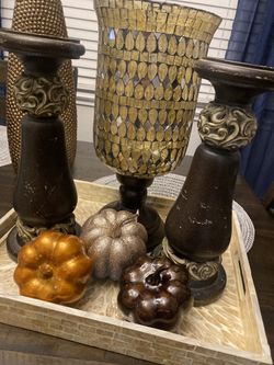 Candle holders and tray