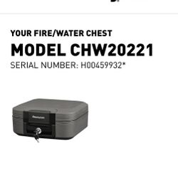 SentrySafe CHW20221 Fireproof Box and Waterproof Box with Key Lock 0.28 Cubic Feet, Charcoal Gray