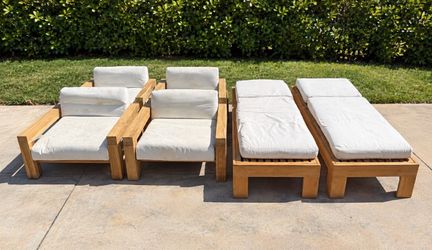 Restoration Hardware Solid Teak Outdoor Set – 4 Lounge Chairs & 2 Chaises -best offer- Delivery Available