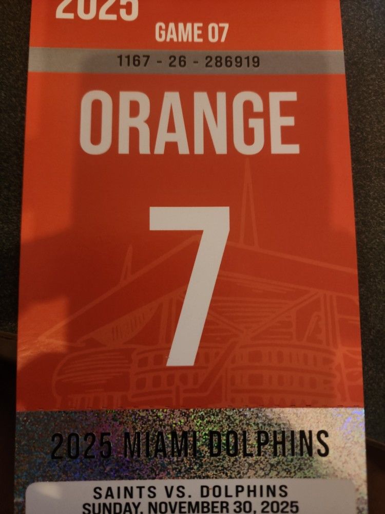 Dolphins VS Saints Orange Parking Pass  Sunday