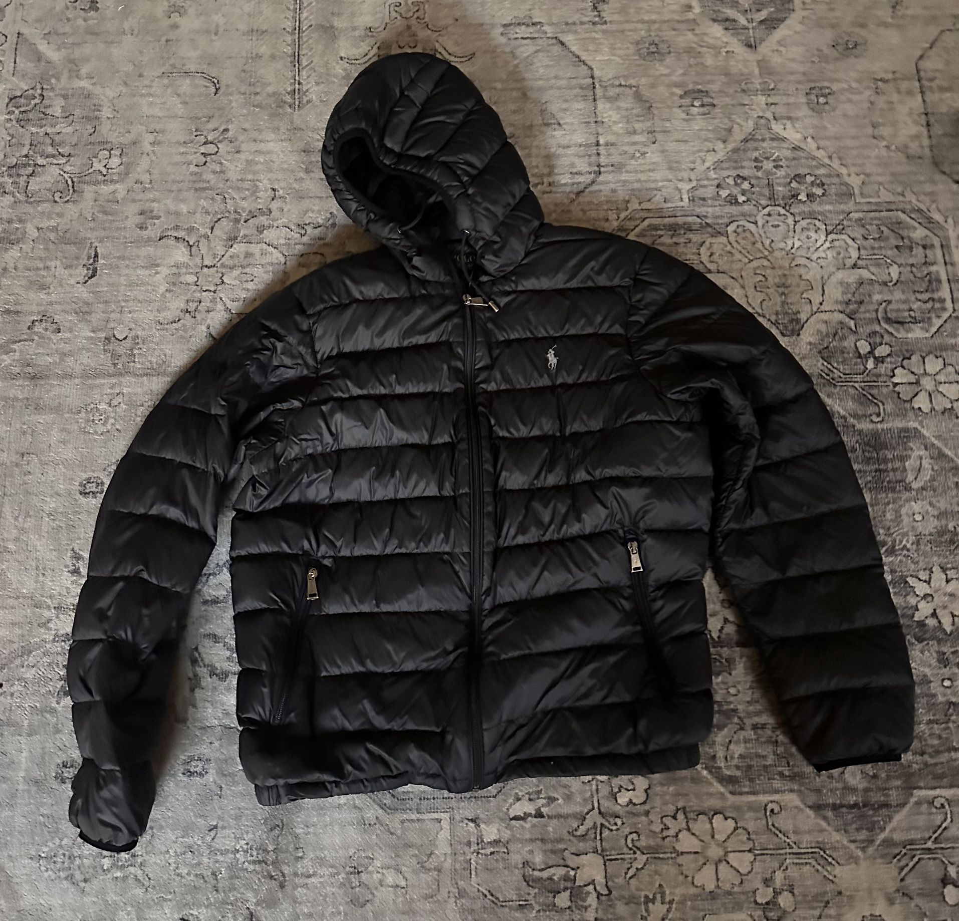 POLO RALPH LAUREN Men's BLACK Lightweight Packable Down Jacket Size Medium 