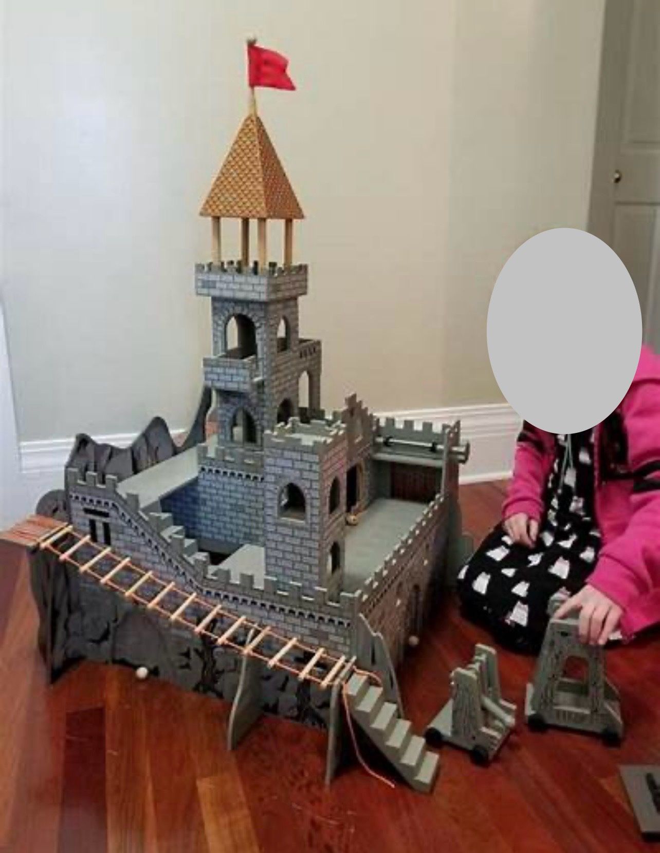 HUGE Imaginarium Medieval Castle Wooden Wood Play Set - Toys