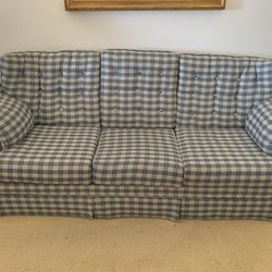 Blue and white gingham Sofa 