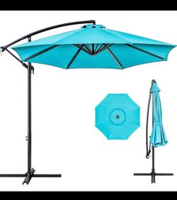 10-Foot Outdoor Patio Umbrella, Cantilever Style, Perfect for Gardens, Markets, And Pools, Featuring A Crank Mechanism for Easy Use, Adjustable Angle 