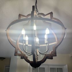  6-Light Wood Chandelier
