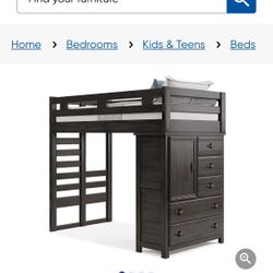 Kids Creekside 2.0 Charcoal Full Loft With Chest 