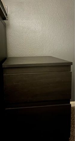 Dark Wood 2-Drawer Nightstand / Bedside Table