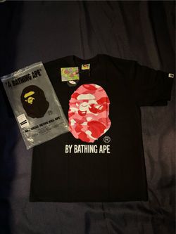 BAPE Pink Camo Ape Head Tee Black Size M