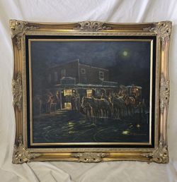 Nice Original Oil Painting On  Canvas Signed 