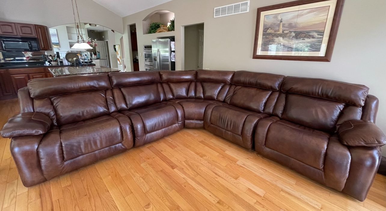 Ashley Brown Leather Sectional Power Reclining Couch