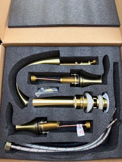 Brass 2 Handle Bathroom Sink Faucet for Vanity with Drain Assembly Supply line Brushed Gold