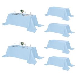  6 Pack Rectangle Tablecloth, 90x132 Inch, Stain Resistant and Wrinkle Polyester Table Cloth, Fabric Table Cover for Kitchen Dining, Wedding,