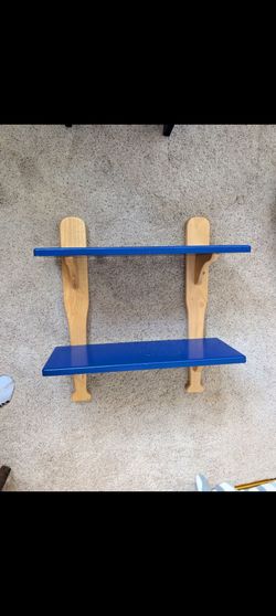 2 solid wood baseball bat shelves