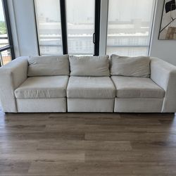 Three Piece Beige 3 Seater Sofa / Couch