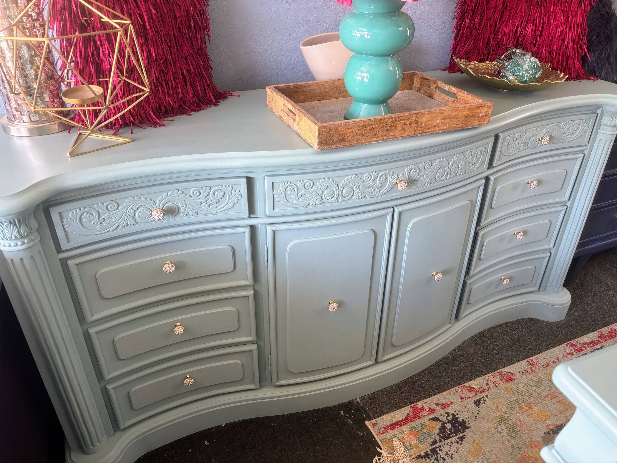 Light Blue High Boy Dresser @ Picky Pinchers Furniture 5280 Seminole Blvd.