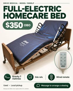 Drive Full-Electric Hospital Bed + Gravity 7 Mattress & Rails