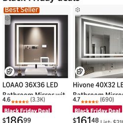 4 New Different Sized LED Bathroom Mirrors $60 Each