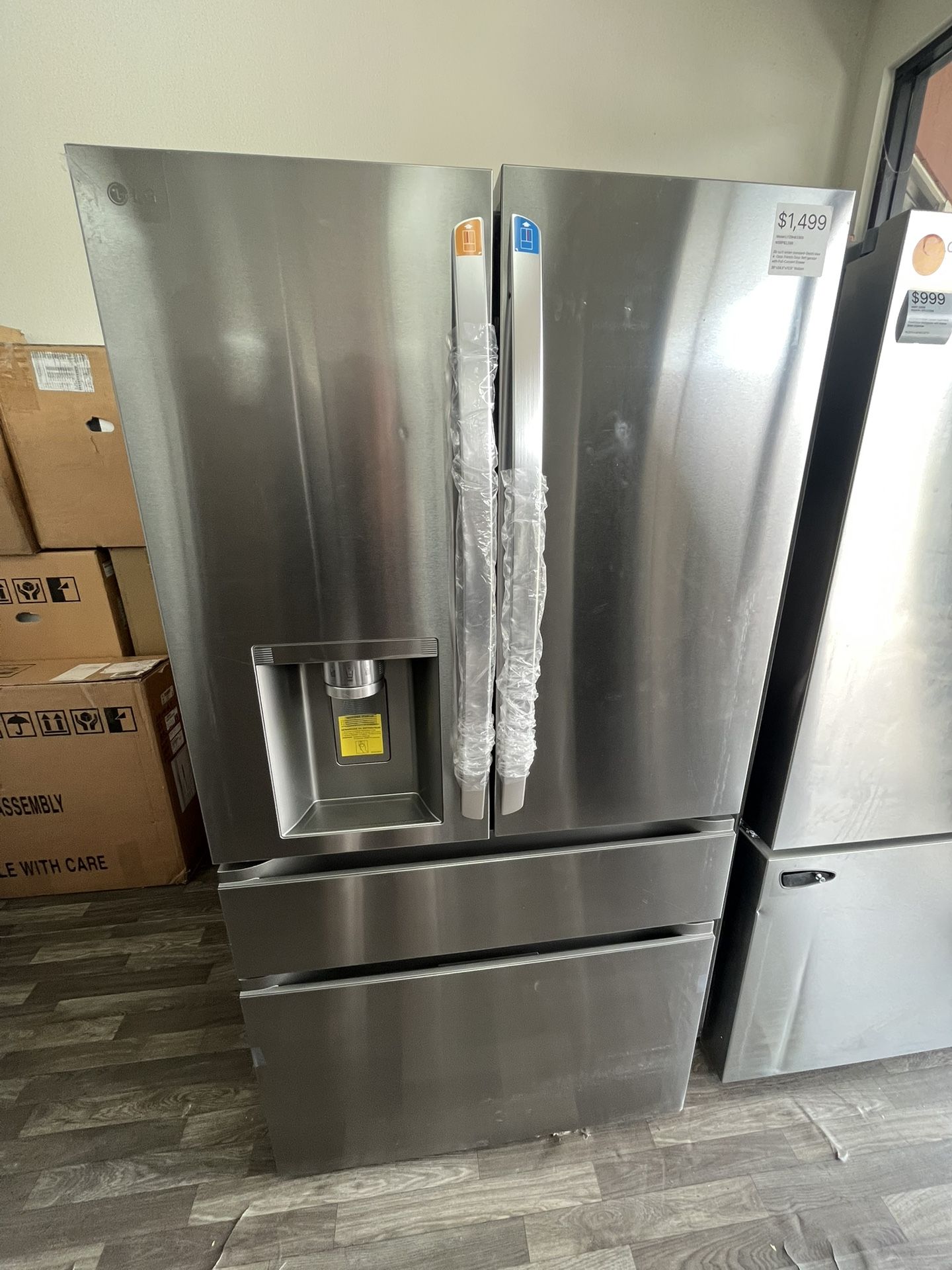 $1499 Standard Depth MAX 4 Door French Door Fridge, One Yr Warranty