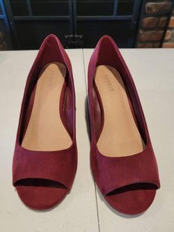 Torrid Burgundy Maroon Plum Suede Open Toe Wedge size 9.5 wide 9.5W