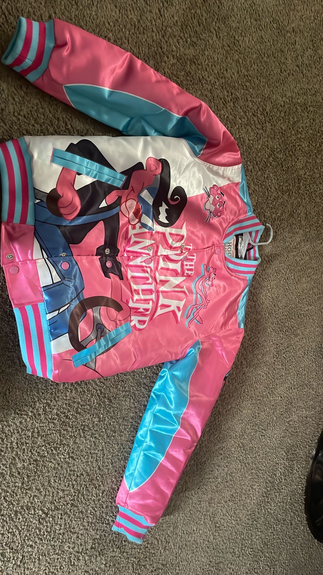 Pink Panther Varsity Satin Jacket – Retro Cartoon Streetwear